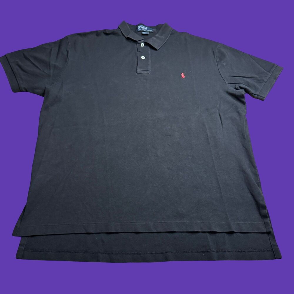 Polo Ralph Lauren Polo Shirt Mens L Black Short Sleeve Red Pony Casual Cotton